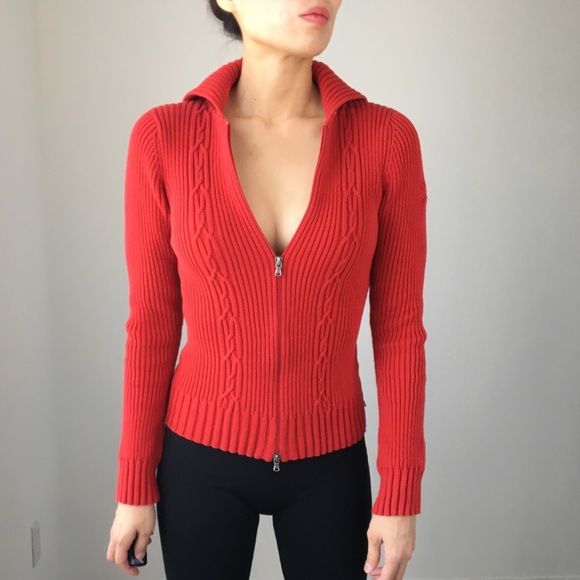 Nautica Sweaters - NAUTICA RED CABLE KNITTED CARDIGAN